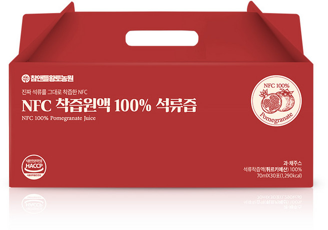 참앤들황토농원 NFC 착즙원액 100% 석류즙, 2.1L, 30개