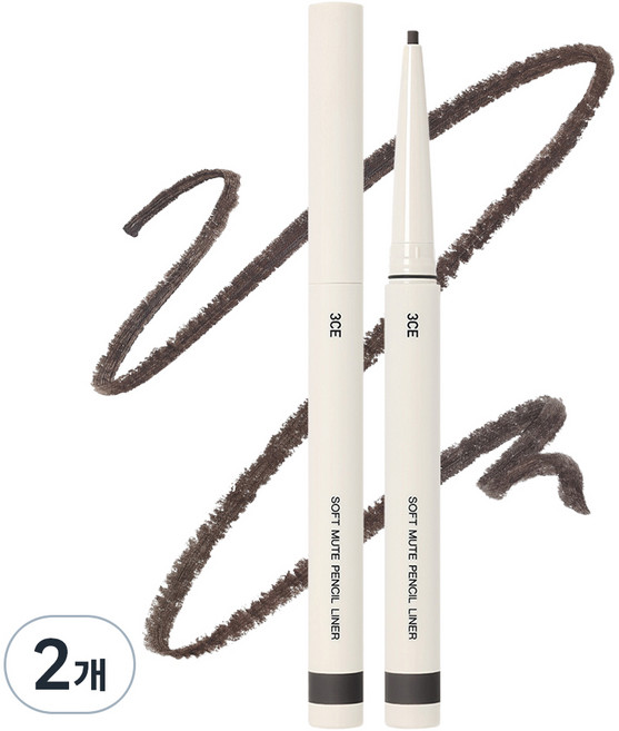 3CE 소프트 뮤트 펜슬 라이너 0.1g, MILDY BLACK, 2개