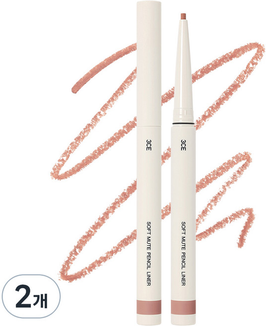 3CE 소프트 뮤트 펜슬 라이너, PALEROSEWOOD, 2개