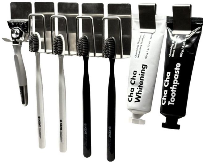 홈나나 2세대 올 스텐 칫솔걸이 4인 세트, 스테인레스, 1세트