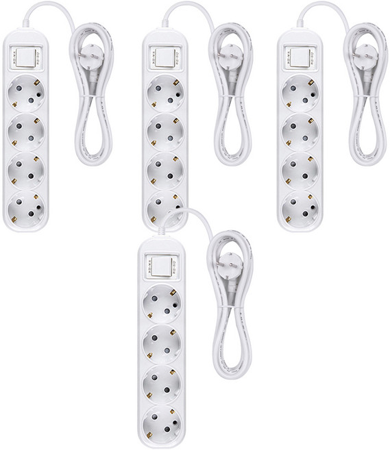 이어지다 일반 접지 멀티탭 4구, 2.5m, 4개