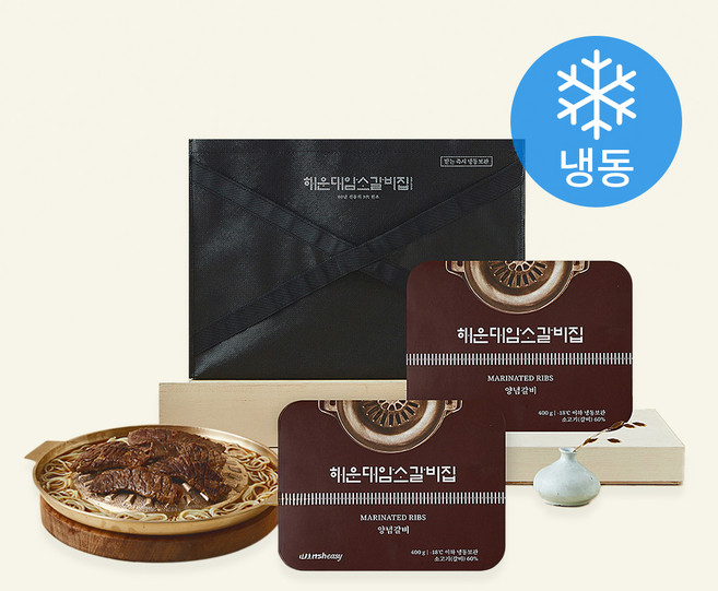 해운대암소갈비집 양념갈비 400g x 2개입 + 감자사리면 180g x 2개입 세트 (냉동), 1세트