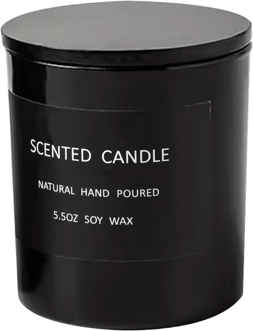 香氛蠟燭緞帶禮盒, 黑色, 英國梨小蒼蘭