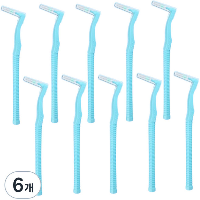 르메이스 L형 치아브러쉬 치간칫솔 블루, 10개입, 6개