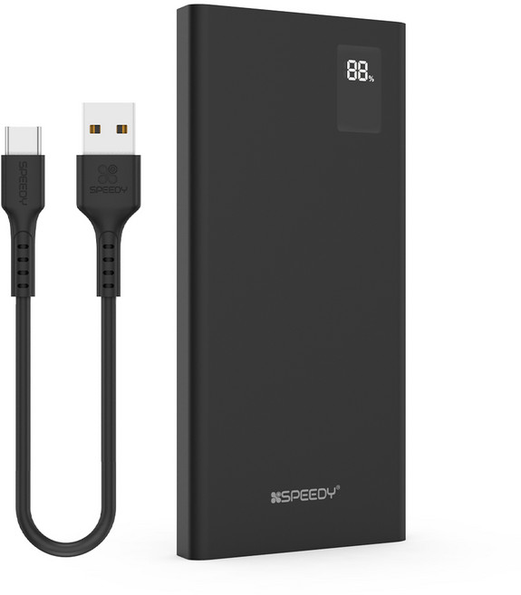 스피디 슬림핏 PD 20W 고속 보조배터리 10000mAh + C타입 케이블, SPE-B2PA10DPQ, 블랙