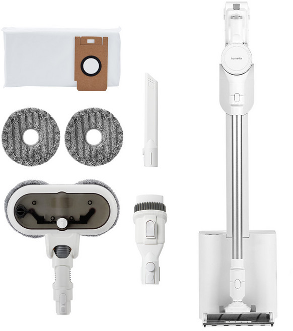 홈리아 BLDC 자동먼지비움 차이슨 더스트제로 타워 무선청소기 + 물걸레 브러시 세트 H9, 화이트