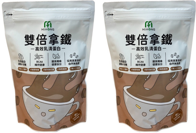 MIHONG 米鴻生醫 高效乳清蛋白 雙倍拿鐵, 2袋, 500g