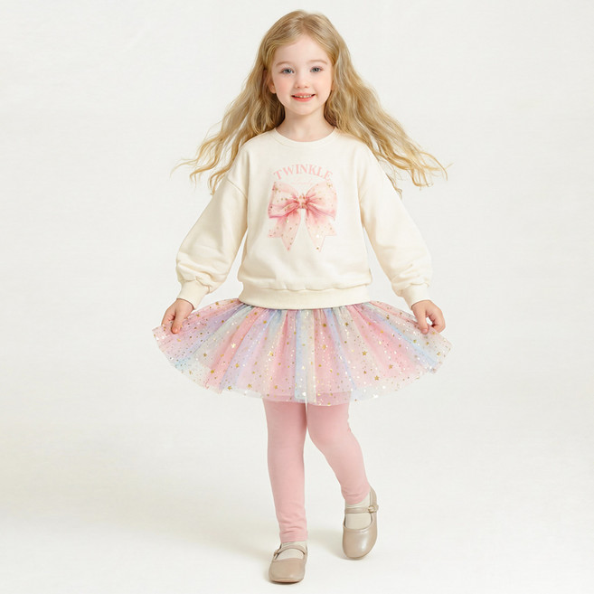 앤디애플 아동용 샬롯무지개 치마레깅스 상하복 세트