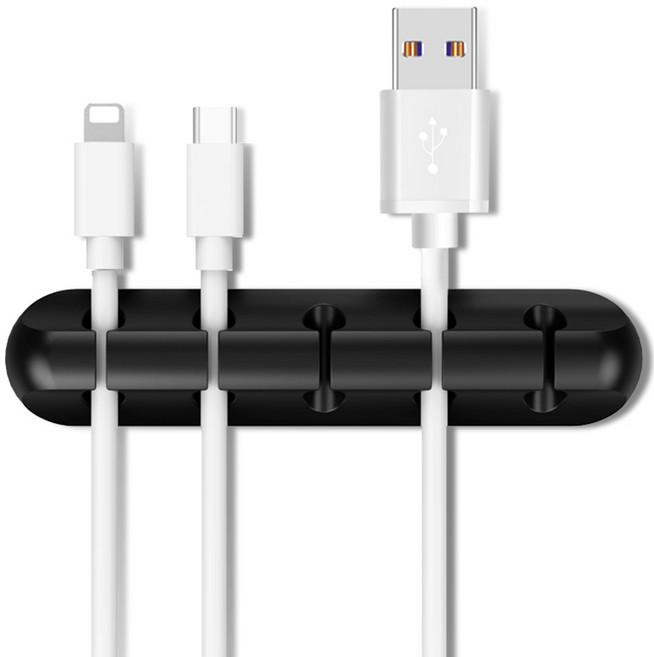 엔더 USB 충전 케이블 선정리 홀더 클립 5구, 1개, 블랙