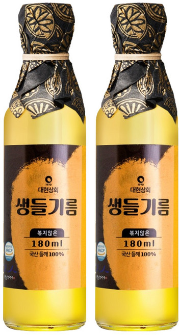 대현상회 볶지않은 국산 생들기름, 2개, 180ml