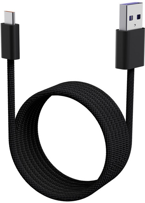 아더어스 슬링키 마그네틱 줄꼬임 방지 고속충전 케이블 A to C타입 60W, 블랙, 1개, 130cm