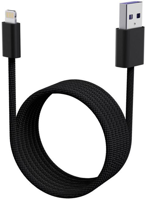 아더어스 슬링키 마그네틱 줄꼬임방지 아이폰 고속충전 케이블 60W A타입-라이트닝, 블랙, 1개, 130cm
