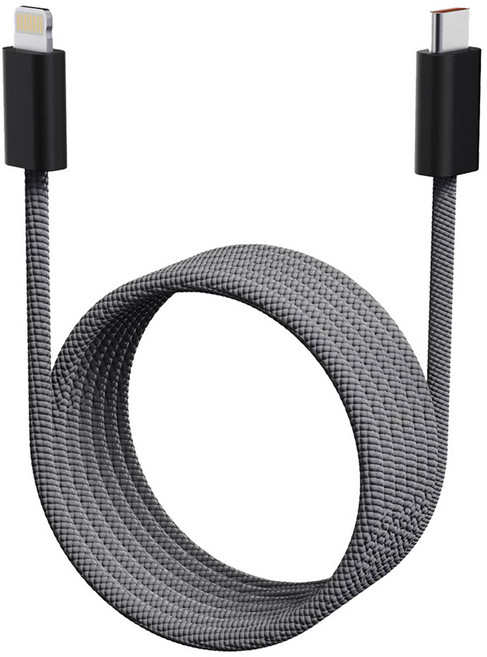 아더어스 슬링키 마그네틱 줄꼬임방지 아이폰 고속충전 케이블 60W C타입-라이트닝, 그레이, 1개, 130cm