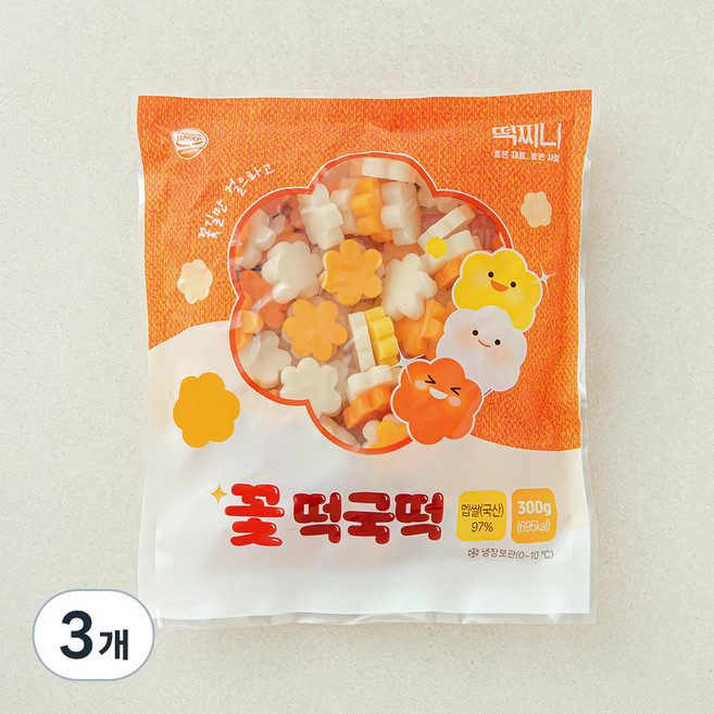 떡찌니 꽃 떡국떡, 300g, 3개