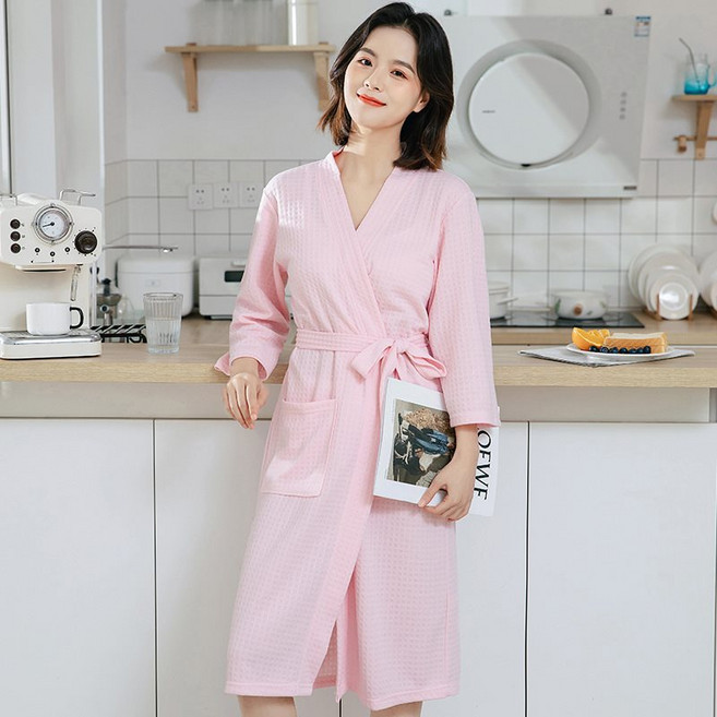 PEONIST 女性情侶四季華夫格睡袍