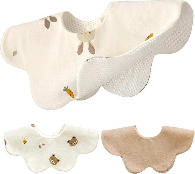 이키 메쉬 롤링턱받이 3종 세트, C세트(토끼, 곰, 베이지), 1세트