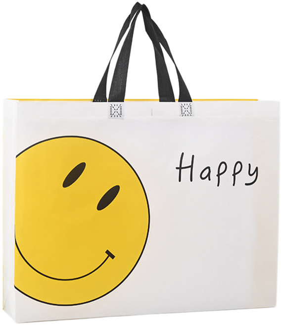 세븐집 스마일 부직포 쇼핑백, 해피옐로우, 10개