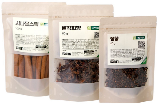 자연지인 향신료 세트 시나몬스틱100g+정향60g+팔각향80g, 240g, 1세트