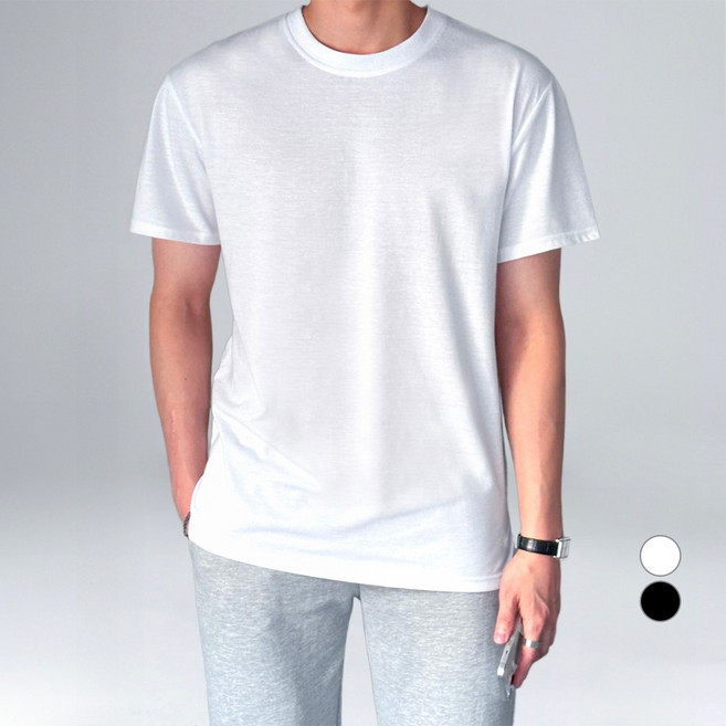 이브클로젯 남성용 레이어드 반팔 덤블 워싱 티셔츠 4545-1