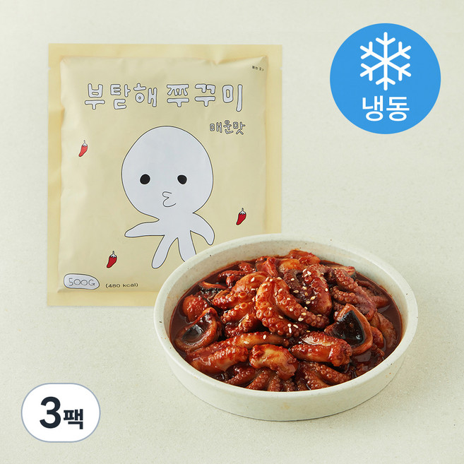 부탇해 쭈꾸미 볶음 매운맛 (냉동), 500g, 3팩