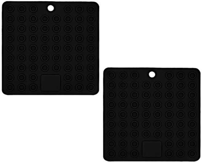 생활공식 사각 심플 실리콘 냄비받침, 2개, 블랙