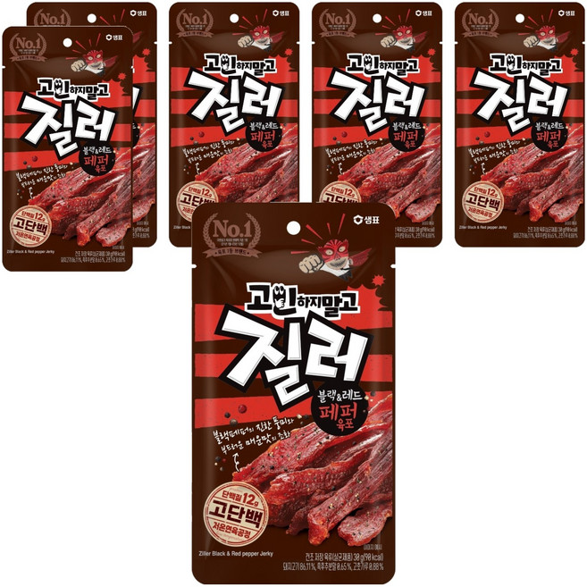질러 블랙앤레드 페퍼육포, 6개, 30g