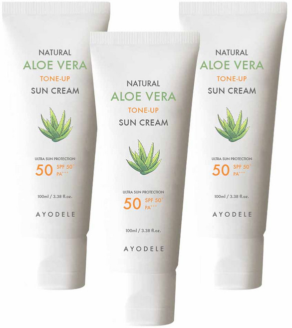아요델 알로에베라 미백톤업 3중기능성 선크림 SPF50+ PA+++, 3개, 100ml