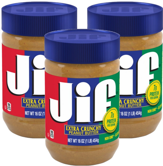 Jif 美味顆粒花生醬, 454g, 3罐