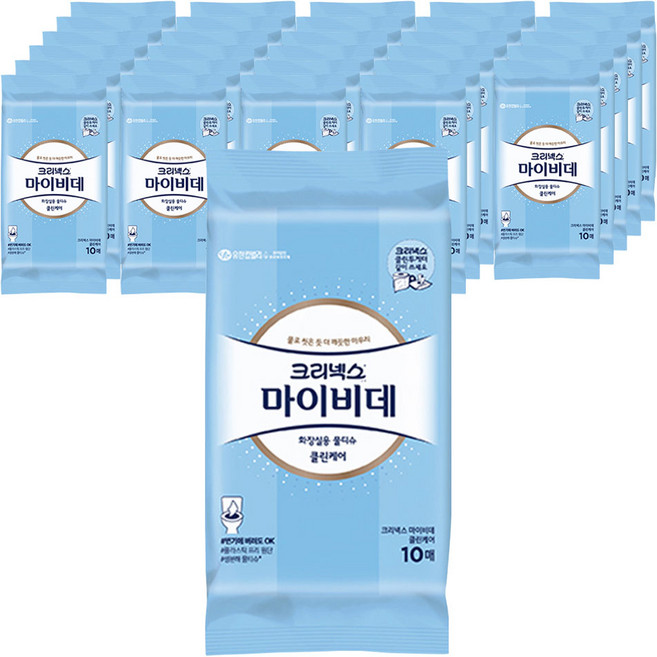 마이비데 클린케어 화장실용 물티슈 휴대형, 55g, 10매, 30개