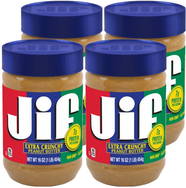 Jif 美味顆粒花生醬, 454g, 4罐