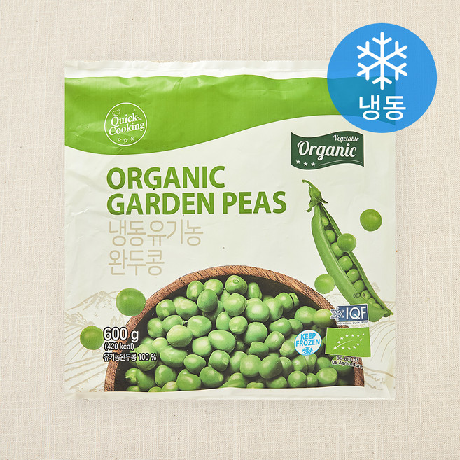 퀵쿠킹 유기가공식품 인증 완두콩 (냉동), 600g, 1개
