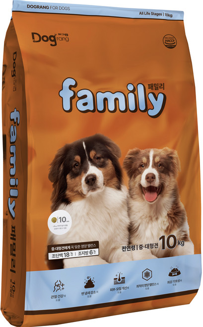 도그랑 전연령 강아지 패밀리 중대형 건식사료, 닭, 10kg, 1개