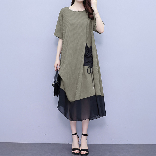 아뗄릭 셔링포켓 쉬폰 레이어드 롱 원피스 10204 빅사이즈 포함