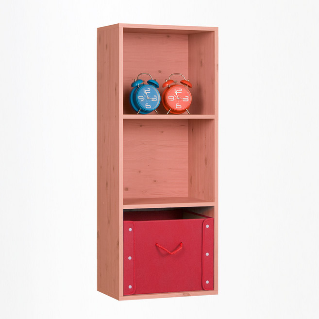 하우디가구 칸높은 DIY 칼라박스 책장, 핑크옹이, 3단