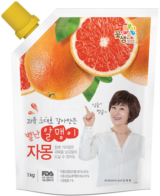 꽃샘식품 별난 알맹이 자몽차, 1kg, 1개