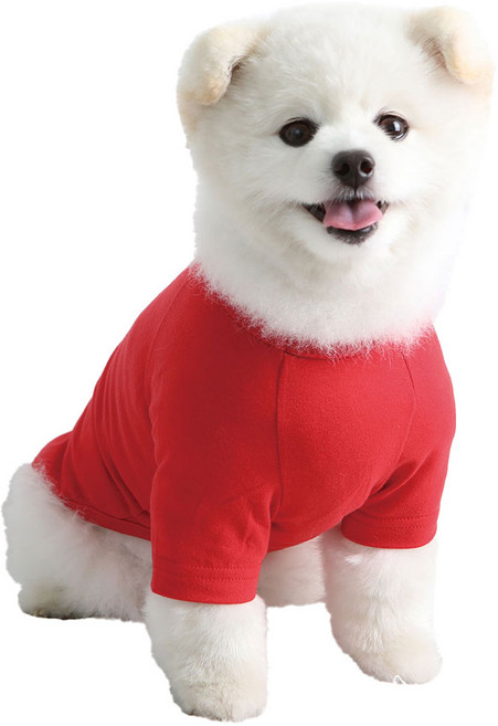 럭키페터 강아지 무지 티셔츠, 레드, 1개
