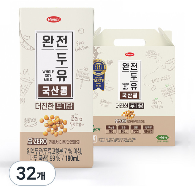 전두유 더진한 국산콩 무가당, 190ml, 32개
