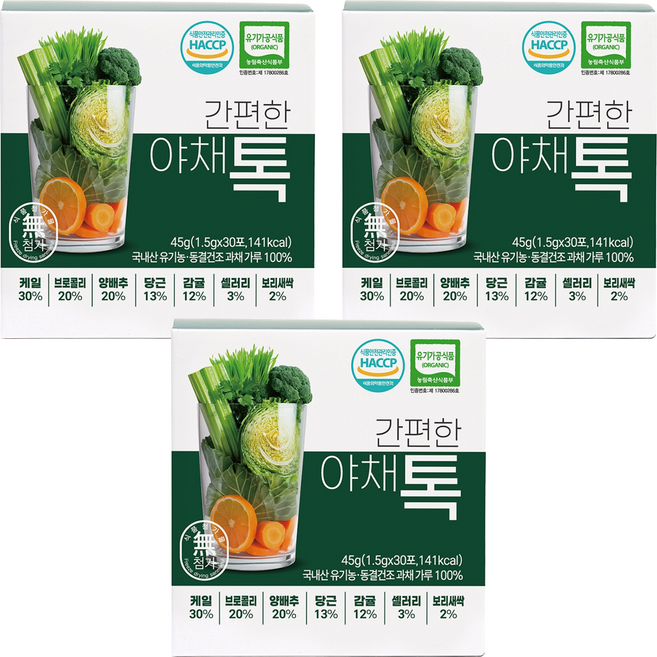 산마을 간편톡 야채톡 30p, 3개, 45g