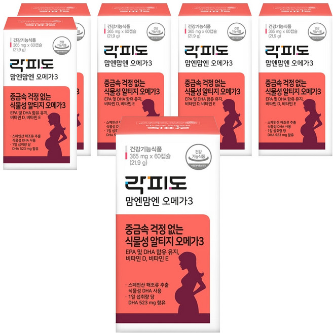 락피도 정품 맘엔맘엔 오메가 3, 60정, 6개