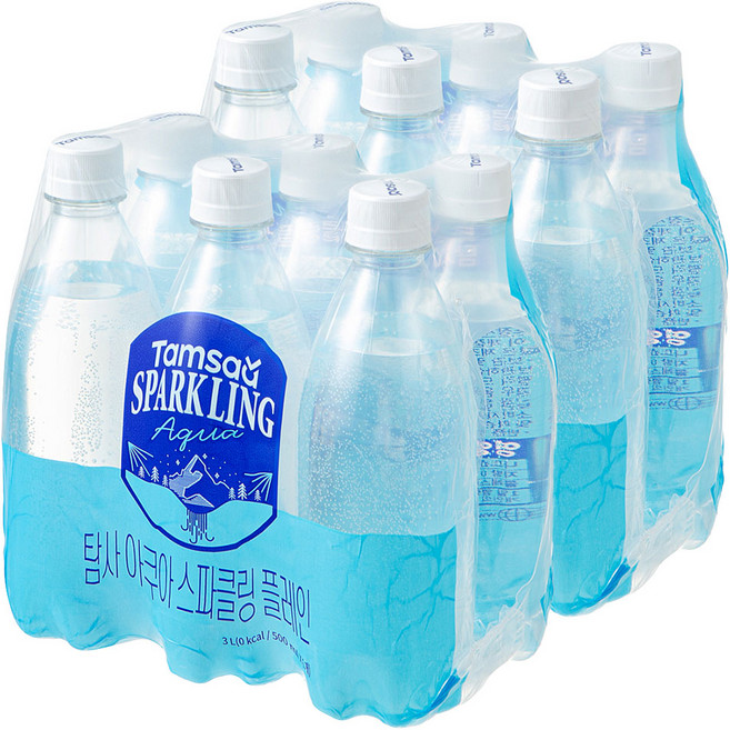 탐사 아쿠아 스파클링 플레인 무라벨, 12개, 500ml