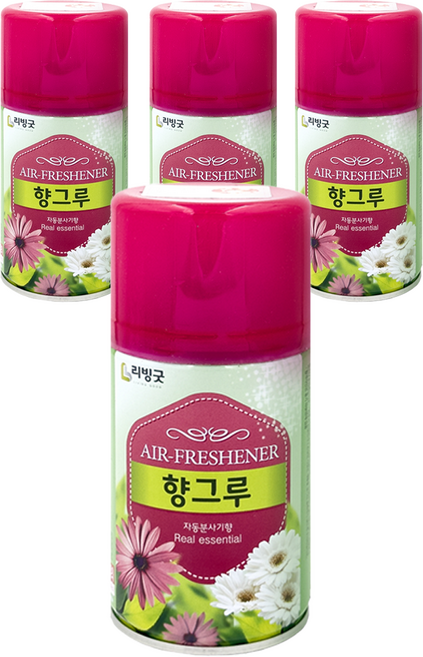 리빙굿 향그루 실내용 방향제 자동분사기 본품, 280ml, 4개, 포푸리향