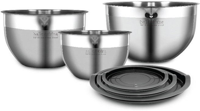 벨라쿠진 믹싱볼 3종 세트, 1.6L(1P) + 2.8L(1P) + 5L(1P) + 뚜껑(1P), 1세트