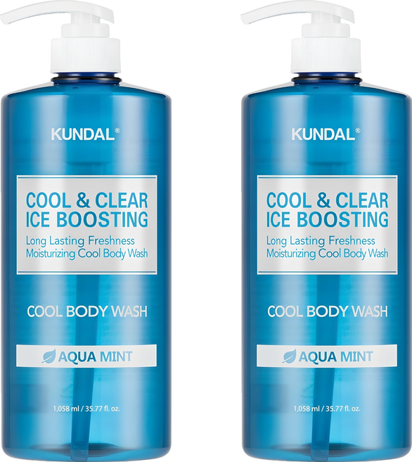 쿤달 쿨 앤 클리어 아이스 부스팅 쿨 바디워시 아쿠아민트향, 1.058L, 2개
