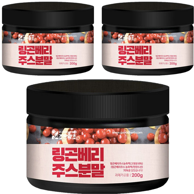 조은약초 링곤베리 주스분말, 3개, 200g