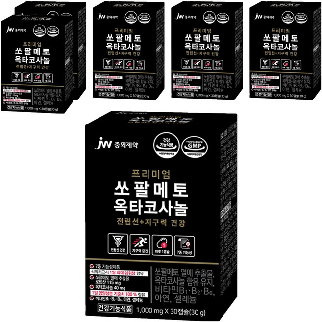 JW중외제약 쏘팔메토 옥타코사놀, 30정, 6개