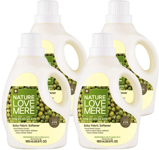네이쳐러브메레 녹두 유아 섬유유연제, 1.8L, 4개
