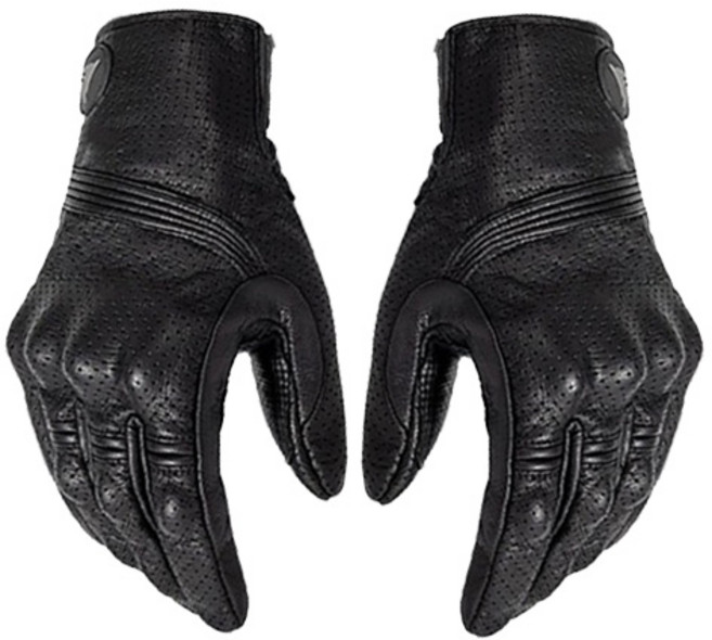 모토울프 천연 양가죽 클래식 바이크 장갑 양손세트 B타입 메쉬, 블랙