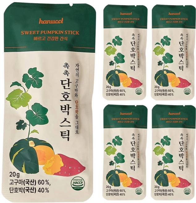 촉촉 단호박스틱, 5개, 20g - 쿠팡