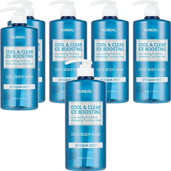 쿤달 쿨 앤 클리어 아이스 부스팅 쿨 바디워시 아쿠아민트향, 1.058L, 6개