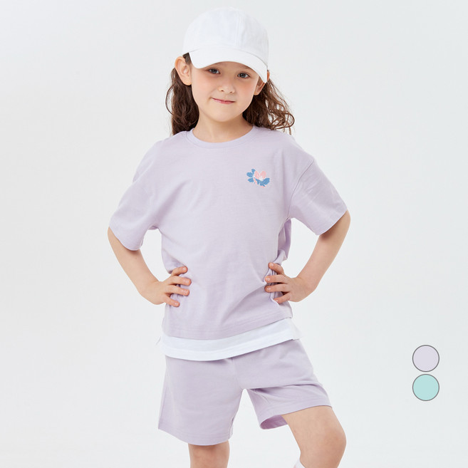 롤리트리 레이어드 블라썸 반팔 반바지 상하의 세트